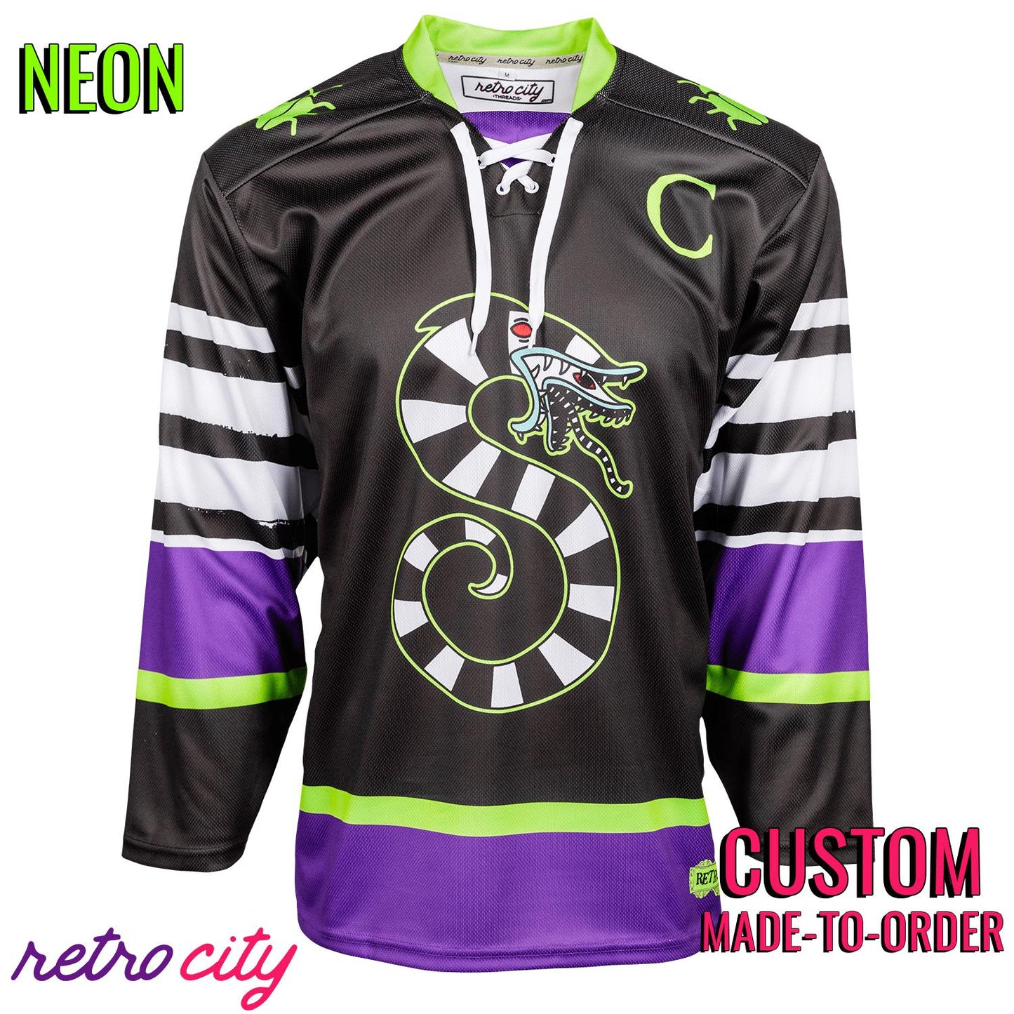 Poltergeist Lace-Up Hockey Jersey Sweater NEON